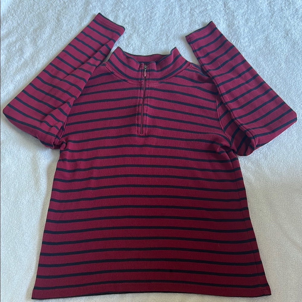 Vintage Red and Navy Stripe Quarter Zip